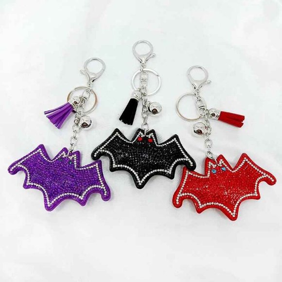 Bat Shaped Rhinestone Embellished Keychain/Bag Charm NWT - Picture 6 of 6